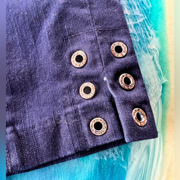 NWOT Lulu B Capri Denim Stretch Legging with Crystal Rivets Sz 4 - Picture 3 of 15